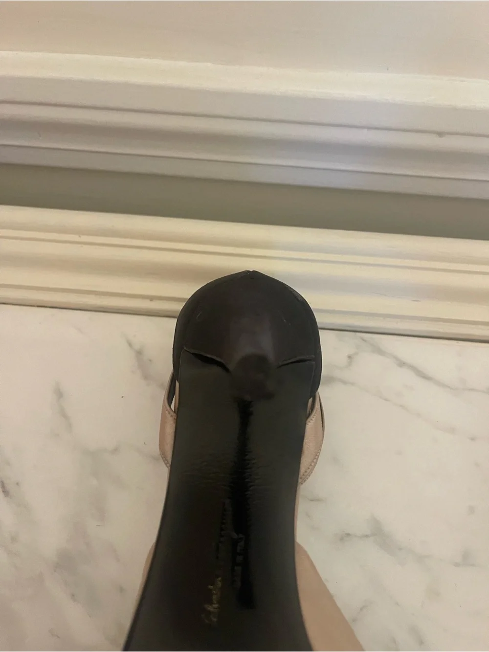 Salvatore Ferragamo Two-Tone Beige and Black Ankle-Strap Pumps